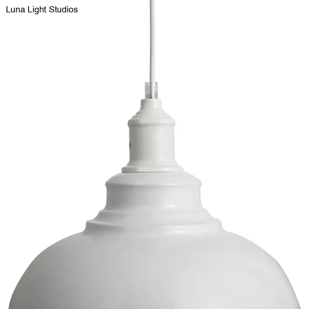 Adjustable Cord Pendant With Metal Dome Shade In Retro Black/Gray - 12’/14’/16’ W