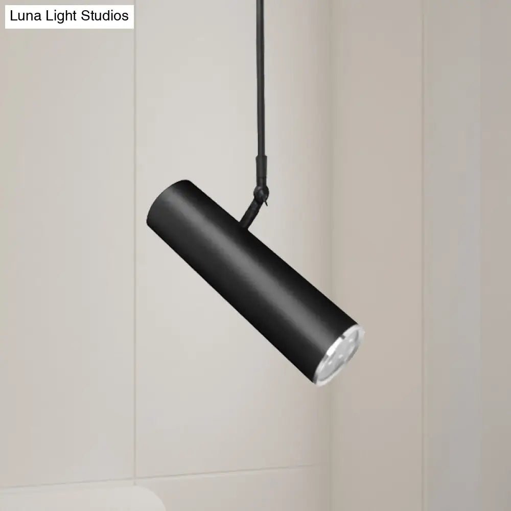 Adjustable Cylinder Led Pendant Light In Black: Warm/White 11’/19’ Height Black / 11’ White