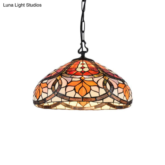 Stained Glass Floral Pendant Light - Adjustable Chains For Living Room And Kitchen Lighting