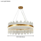 Adjustable Glass Crystal Drum Chandelier Pendant Light For Modern Living Rooms