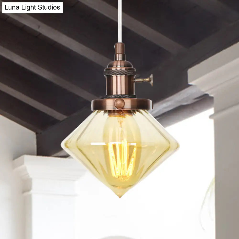 Height Adjustable Industrial Hanging Pendant Light - 1-Light Indoor Black/Bronze/Brass Finish With