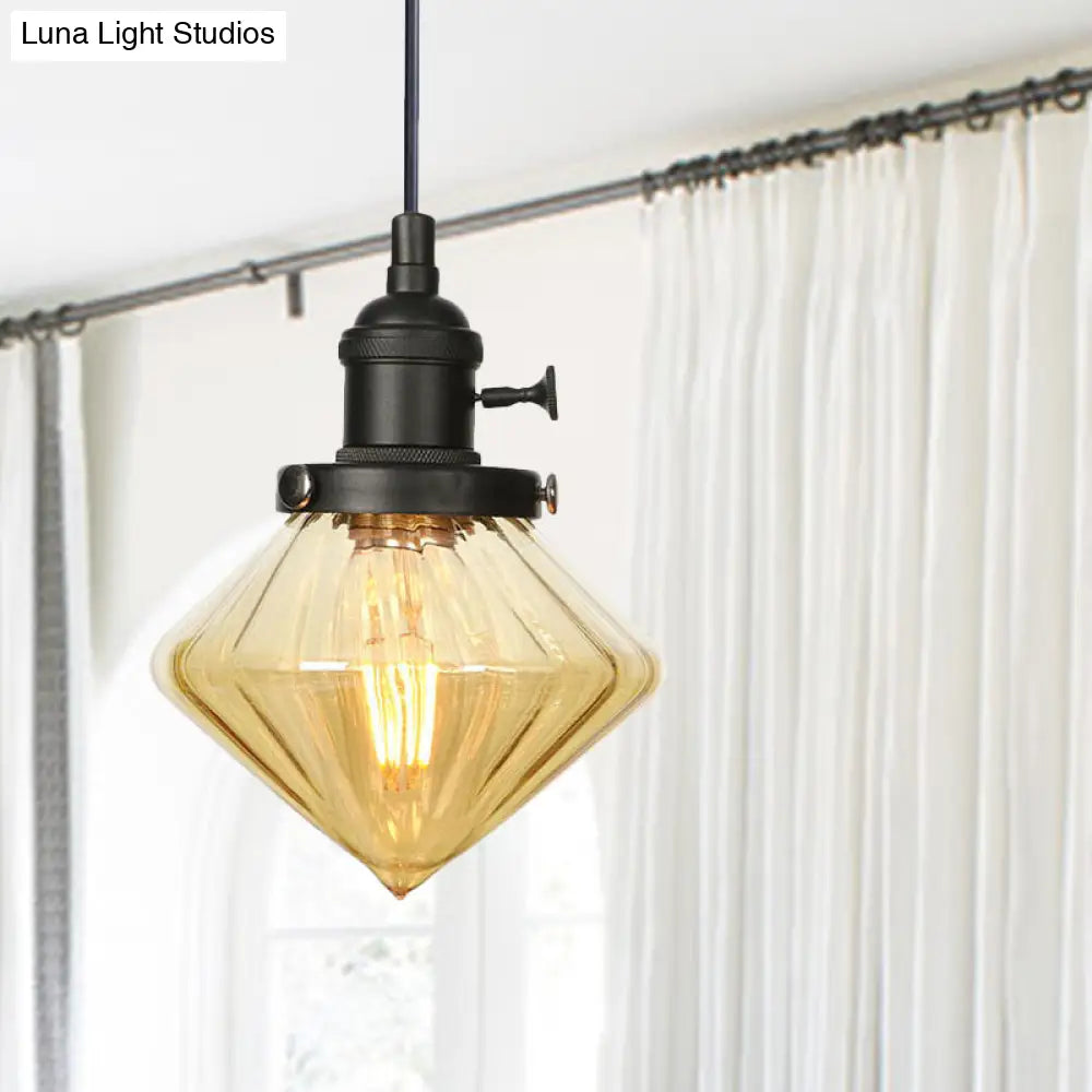 Height Adjustable Industrial Hanging Pendant Light - 1-Light Indoor Black/Bronze/Brass Finish With