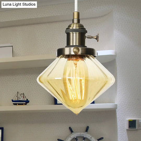 Height Adjustable Industrial Hanging Pendant Light - 1-Light Indoor Black/Bronze/Brass Finish With