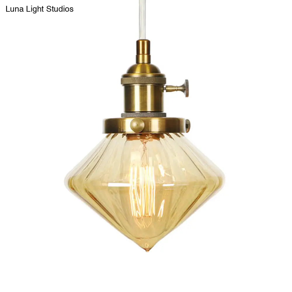 Height Adjustable Industrial Hanging Pendant Light - 1-Light Indoor Black/Bronze/Brass Finish With