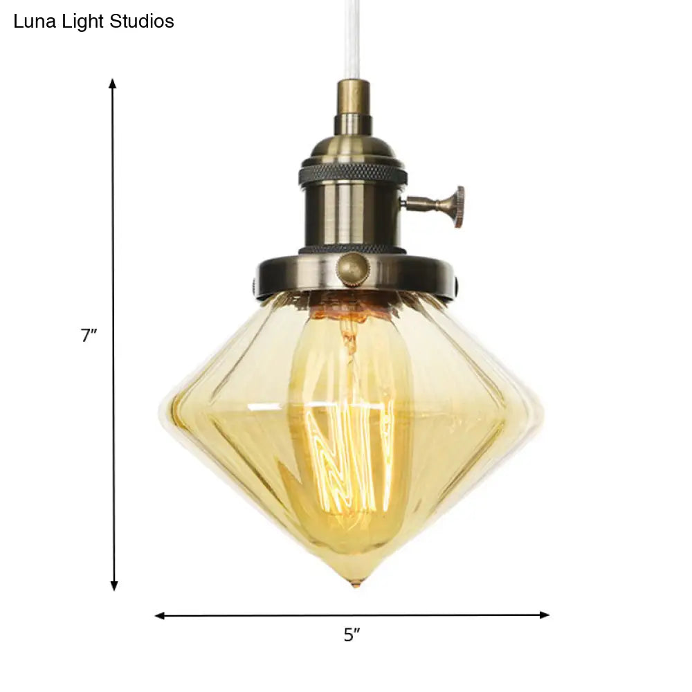 Height Adjustable Industrial Hanging Pendant Light - 1-Light Indoor Black/Bronze/Brass Finish With