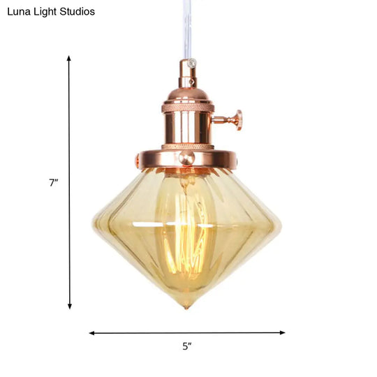 Height Adjustable Industrial Hanging Pendant Light - 1-Light Indoor Black/Bronze/Brass Finish With