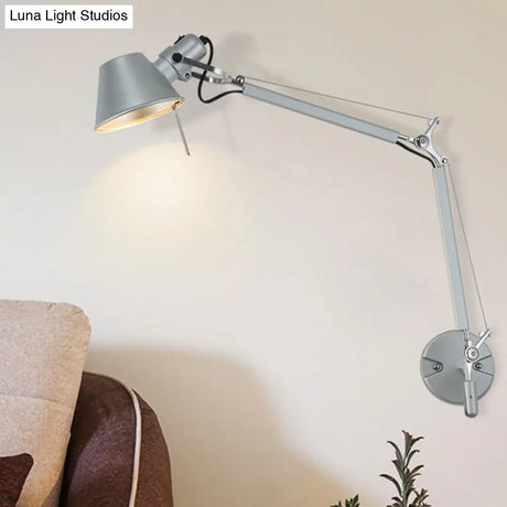 Adjustable Indoor Wall Sconce Silver Finish Reading Light