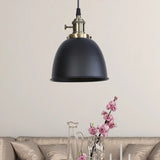 Adjustable Industrial Dome Pendant Lamp In Black/White/Red - Metal And Hanging Ceiling Lighting