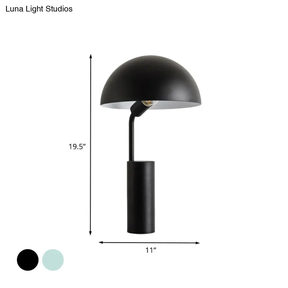 Adjustable Iron Domed Macaron Desk Lamp With Black/Light Green Finish