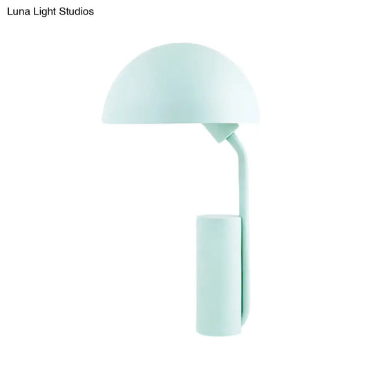 Adjustable Iron Domed Macaron Desk Lamp With Black/Light Green Finish