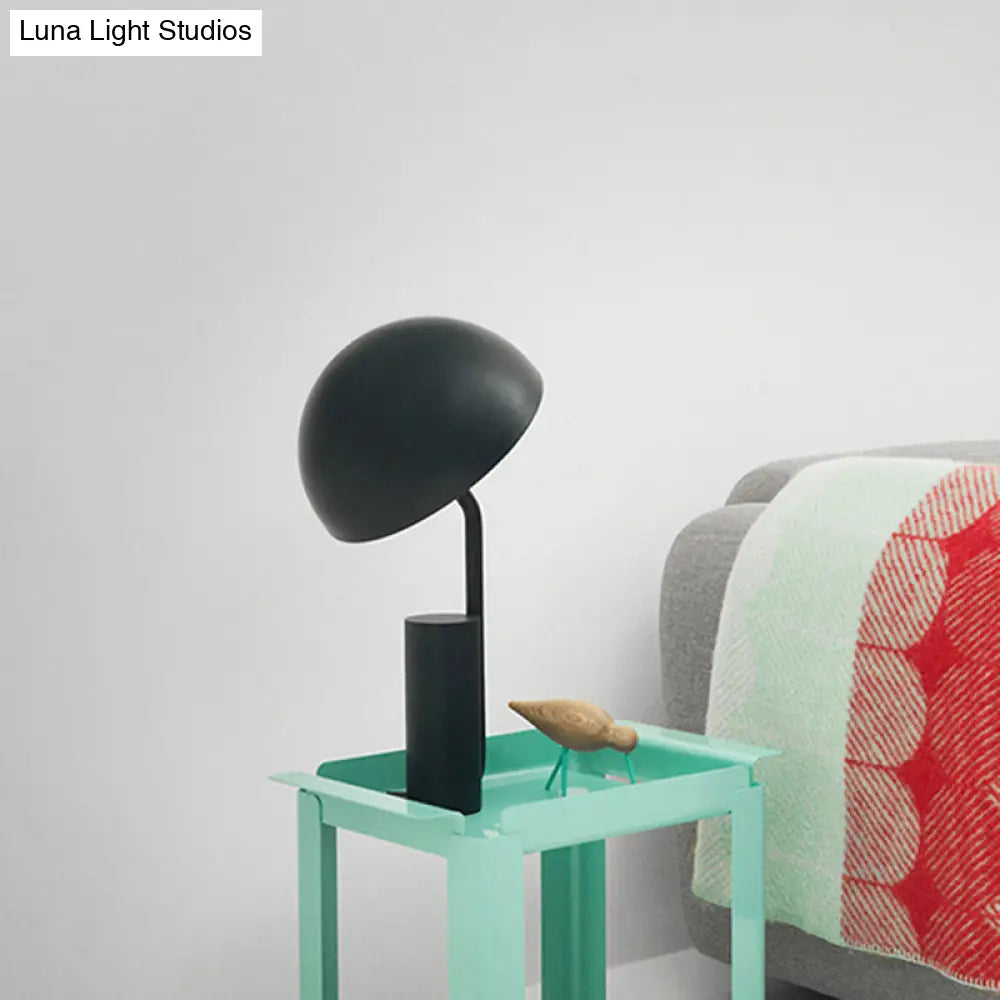 Adjustable Iron Domed Macaron Desk Lamp With Black/Light Green Finish