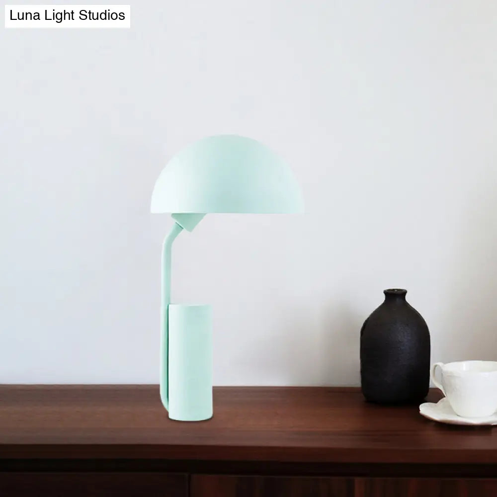 Adjustable Iron Domed Macaron Desk Lamp With Black/Light Green Finish