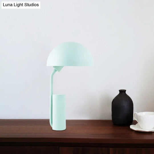 Adjustable Iron Domed Macaron Desk Lamp With Black/Light Green Finish