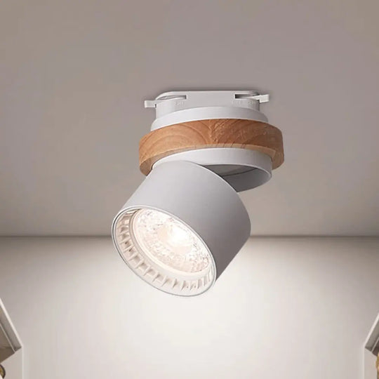 Adjustable Led Grey/Green/White Flush Mount: Modern Metallic Cylindrical Lighting In Macaron Style