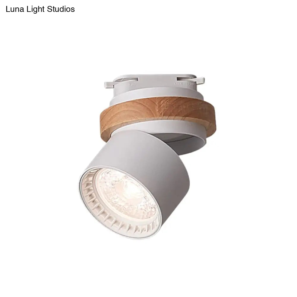 Adjustable Led Grey/Green/White Flush Mount: Modern Metallic Cylindrical Lighting In Macaron Style