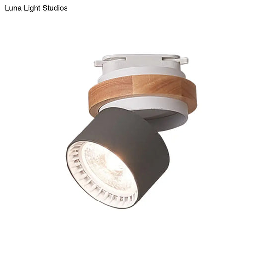 Adjustable Led Grey/Green/White Flush Mount: Modern Metallic Cylindrical Lighting In Macaron Style