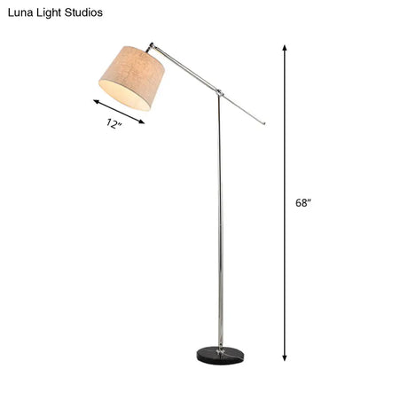 Adjustable Led Modern Cone Lamp - Beige Fabric Floor Light With Stand Up Design
