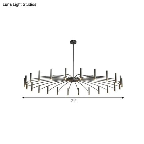 Adjustable Linear Shade Chandelier - Modern Metal Ceiling Light (12/24 Lights) In Black/Rose Gold