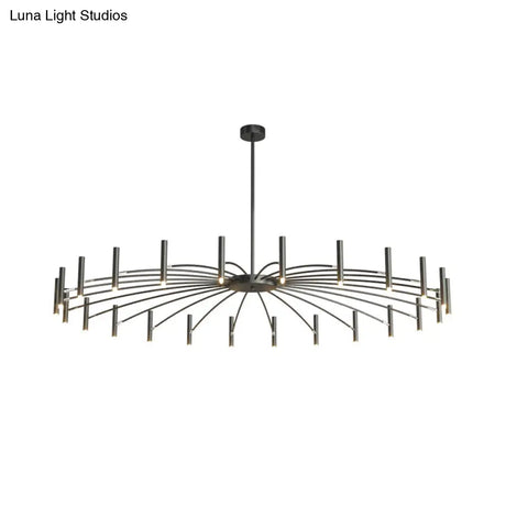 Adjustable Linear Shade Chandelier - Modern Metal Ceiling Light (12/24 Lights) In Black/Rose Gold