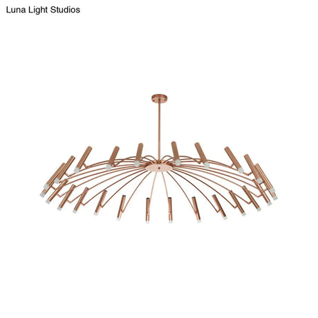 Adjustable Linear Shade Chandelier - Modern Metal Ceiling Light (12/24 Lights) In Black/Rose Gold