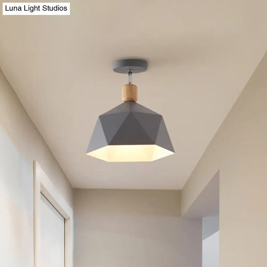Adjustable Macaron Hexagon Ceiling Mount Light In Gray/White/Green For Corridor