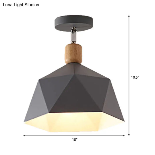 Adjustable Macaron Hexagon Ceiling Mount Light In Gray/White/Green For Corridor