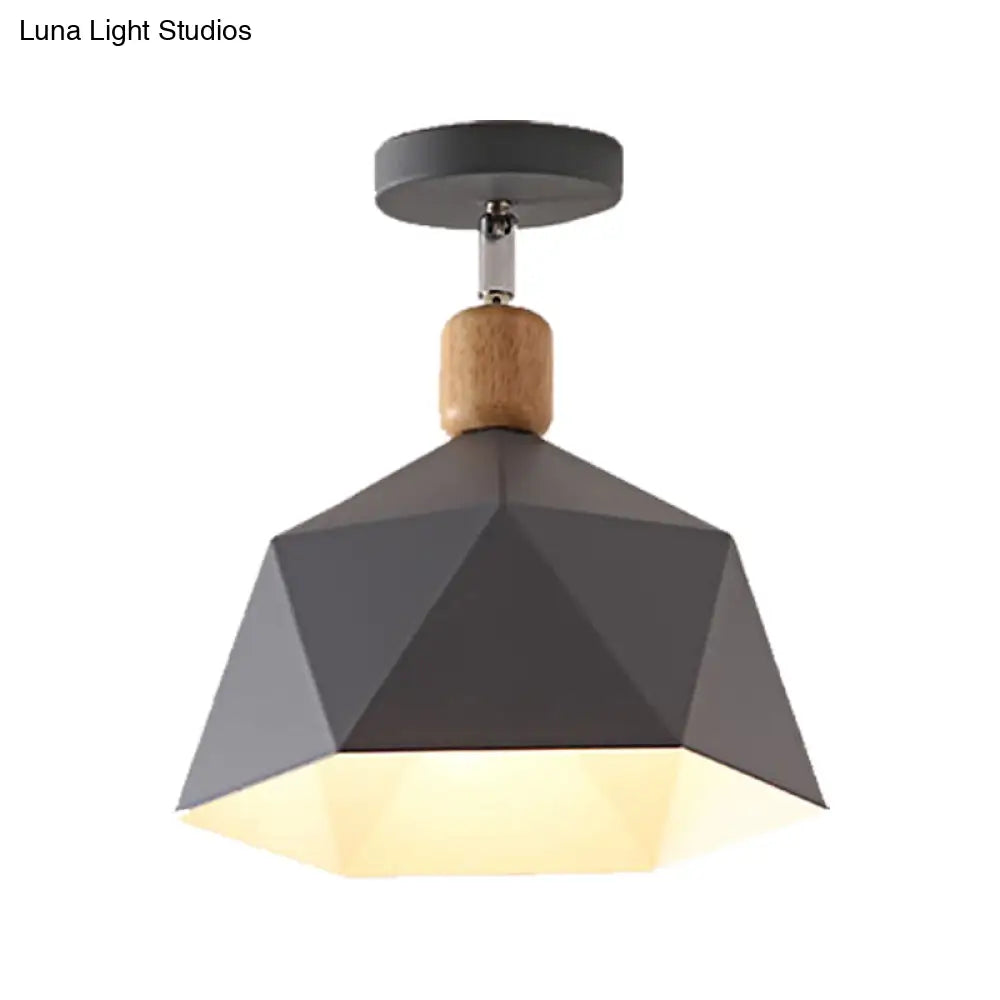 Adjustable Macaron Hexagon Ceiling Mount Light In Gray/White/Green For Corridor