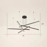 Adjustable Metal Line Art Led Pendant Lamp For Minimalist Bedroom Ceiling 5 / Black Warm