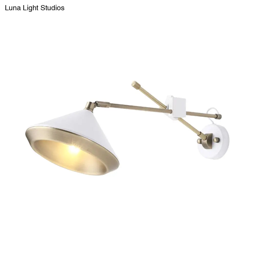 Adjustable Metal Sconce: Modern Wall Light With Flared Design And 1-Bulb Capacity In White/Black