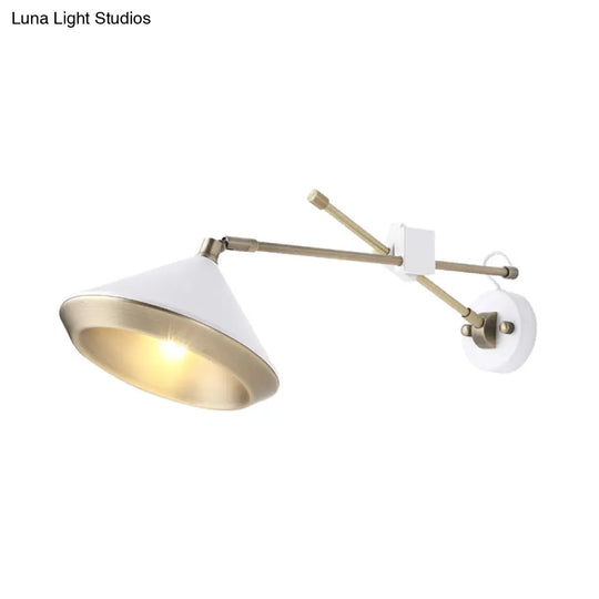 Adjustable Metal Sconce: Modern Wall Light With Flared Design And 1-Bulb Capacity In White/Black