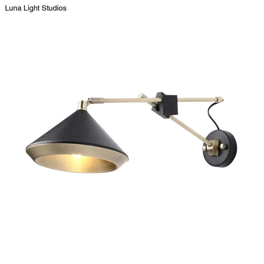 Adjustable Metal Sconce: Modern Wall Light With Flared Design And 1-Bulb Capacity In White/Black