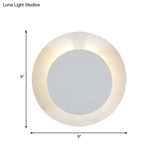 Adjustable Minimalist Led Metallic Disc Wall Sconce Lamp - White Mount Light Fixture