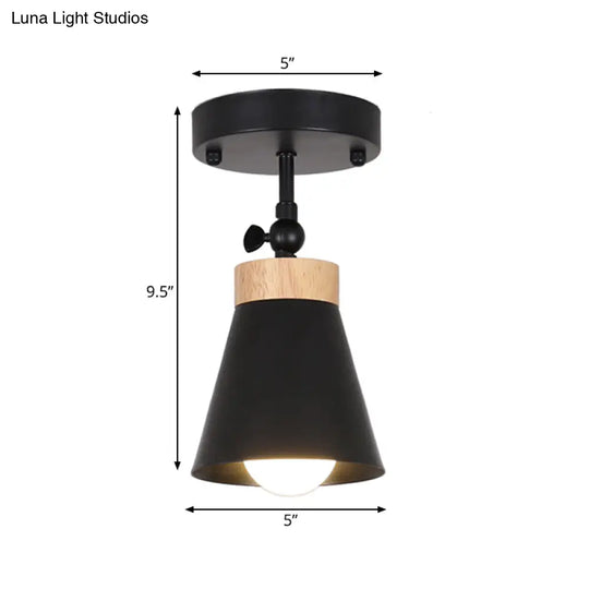 Adjustable Modernist Metal Flush Mount Ceiling Light With Tapered Shade - 1 - Light Black/White