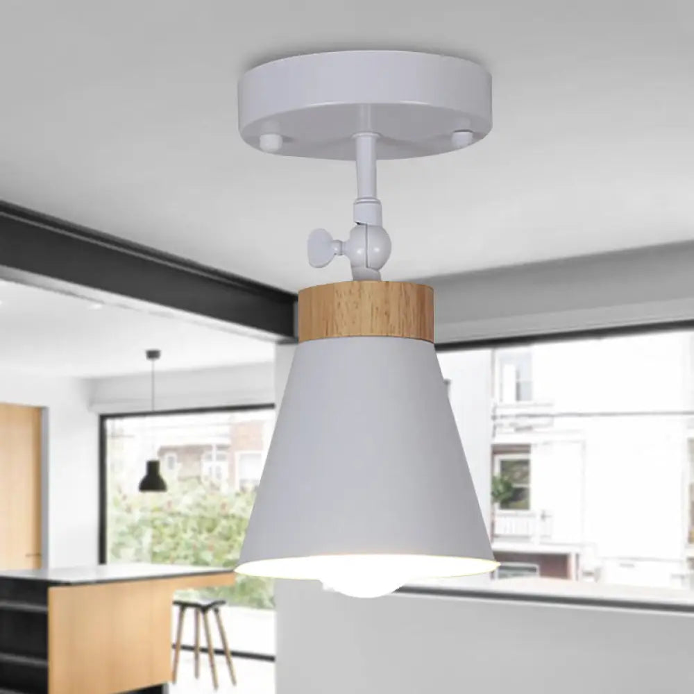 Adjustable Modernist Metal Flush Mount Ceiling Light With Tapered Shade - 1 - Light Black/White