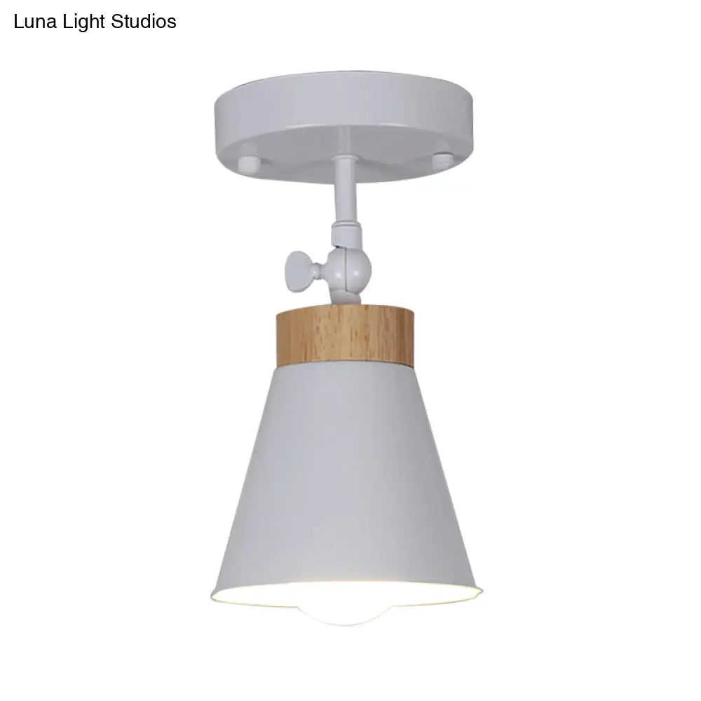 Adjustable Modernist Metal Flush Mount Ceiling Light With Tapered Shade - 1 - Light Black/White
