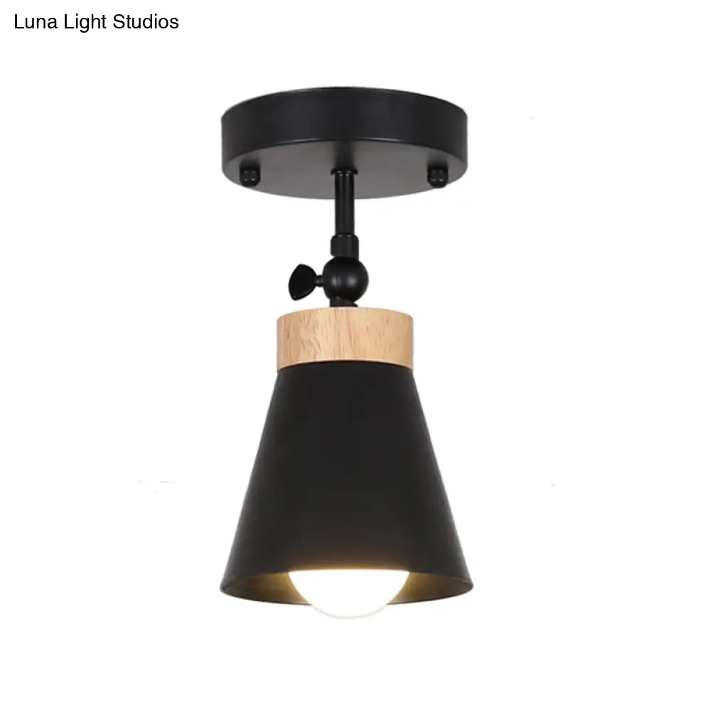 Adjustable Modernist Metal Flush Mount Ceiling Light With Tapered Shade - 1 - Light Black/White