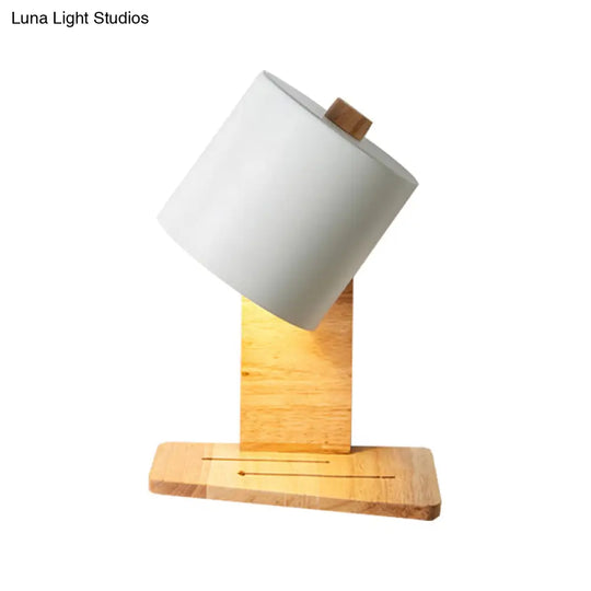 Adjustable Nordic Metal Drum Wall Sconce With 1 Bulb: Gray/White/Green Bedside Light Fixture