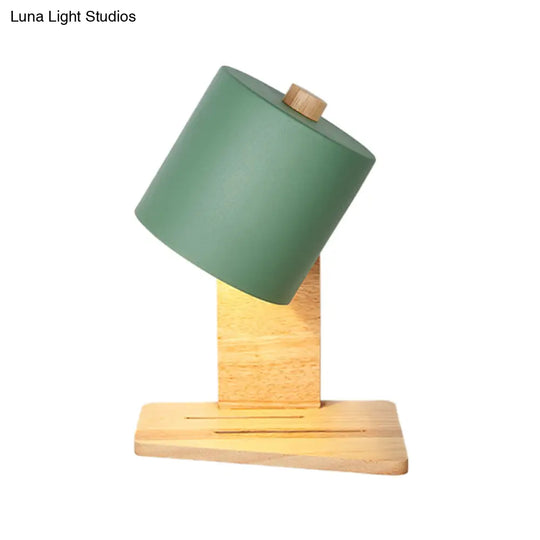 Adjustable Nordic Metal Drum Wall Sconce With 1 Bulb: Gray/White/Green Bedside Light Fixture