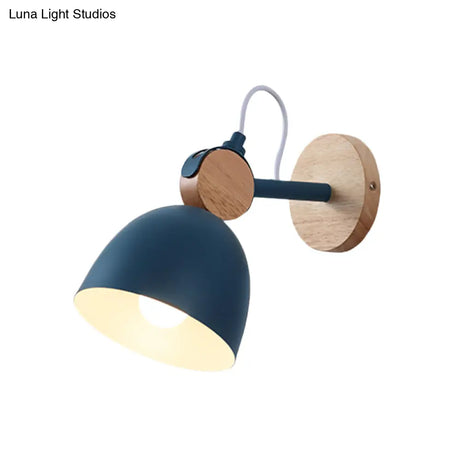 Adjustable Nordic Style Metal Dome Wall Sconce With 1 Light - Perfect For Living Rooms