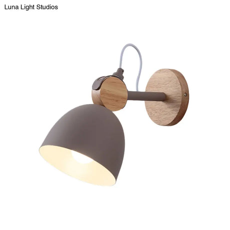 Adjustable Nordic Style Metal Dome Wall Sconce With 1 Light - Perfect For Living Rooms