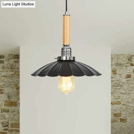 Adjustable Scalloped Pendant Light For Dining Table - 1-Light Indoor Fixture