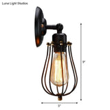 Adjustable Wall Lamp: Loft Style Bedroom Lighting With Iron Cage In Black