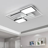 Adjustable Wide Led Flushmount Lighting - Modern White Rhombus/Rectangular Ceiling Lamp For Living
