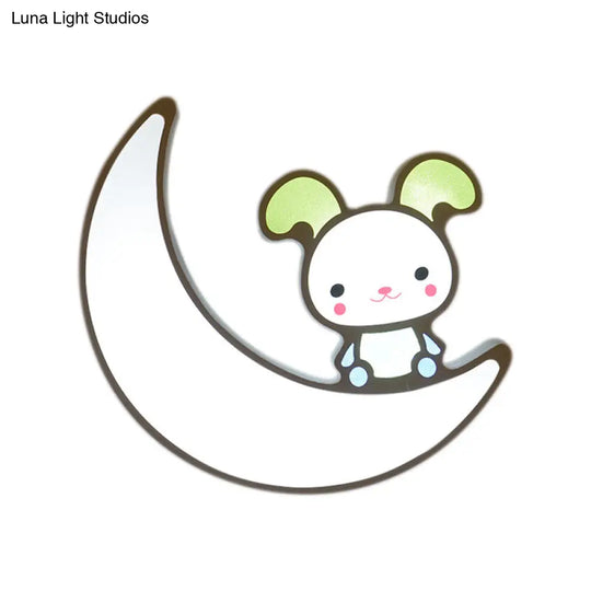Adorable Acrylic Moon & Bunny Led Ceiling Lamp For Gamer Room