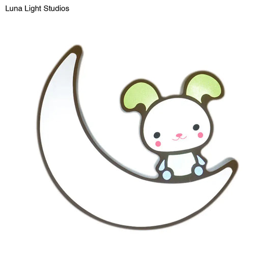 Adorable Acrylic Moon & Bunny Led Ceiling Lamp For Gamer Room