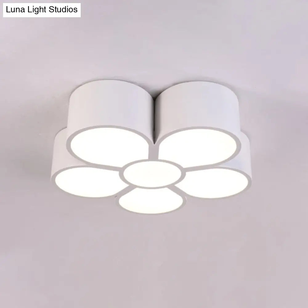 Adorable Girls Bedroom Led Ceiling Light With Cartoon Flush Mount Lamp And Flower Acrylic Shade