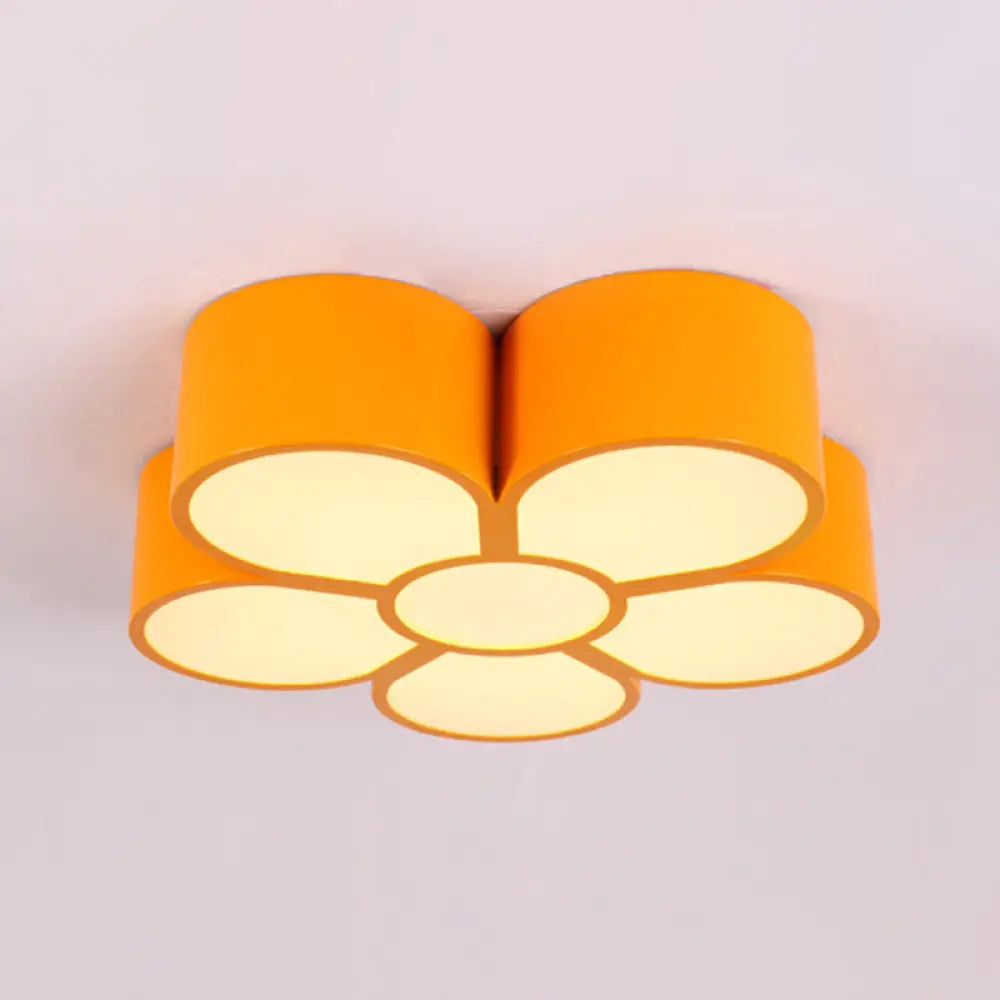 Adorable Girls Bedroom Led Ceiling Light With Cartoon Flush Mount Lamp And Flower Acrylic Shade