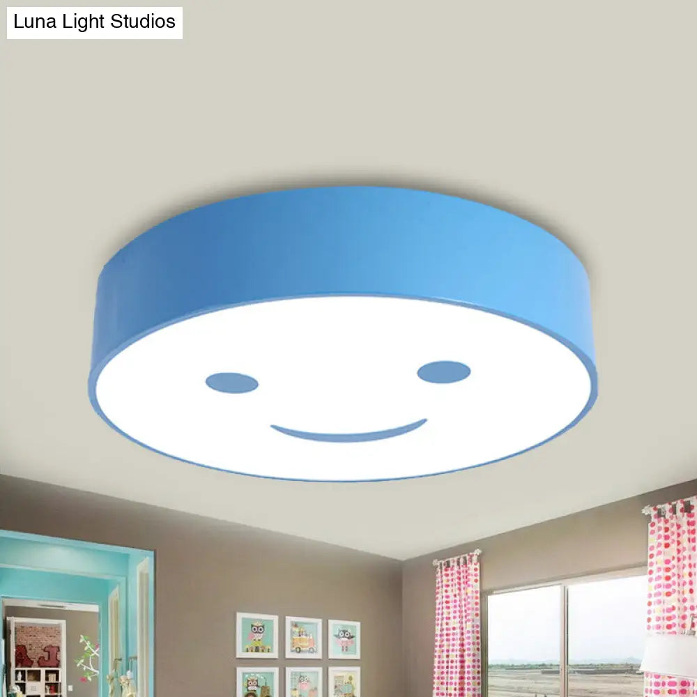 Adorable Smiling Face Led Baby Bedroom Ceiling Light - Round Flush Mount Acrylic Lamp