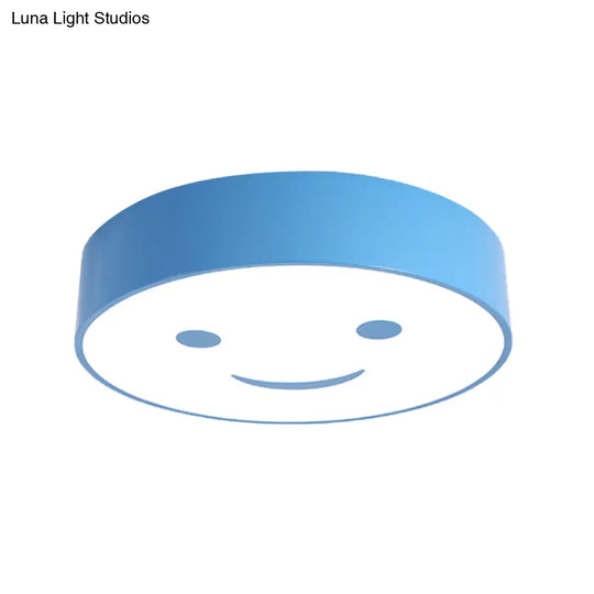 Adorable Smiling Face Led Baby Bedroom Ceiling Light - Round Flush Mount Acrylic Lamp