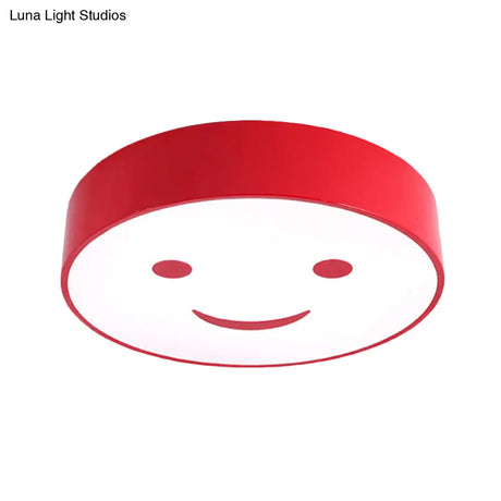 Adorable Smiling Face Led Baby Bedroom Ceiling Light - Round Flush Mount Acrylic Lamp